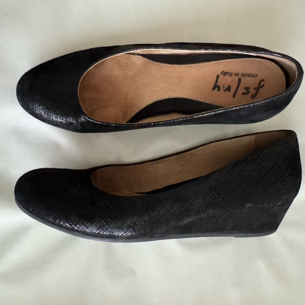 French Sole Black Leather Women's Shoes